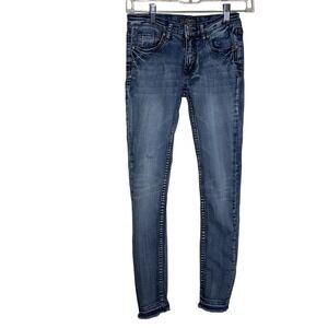 Silver‎ Jeans Co. Amy Skinny Jeans Girls 10 Denim Distressed Frayed Hem Blue